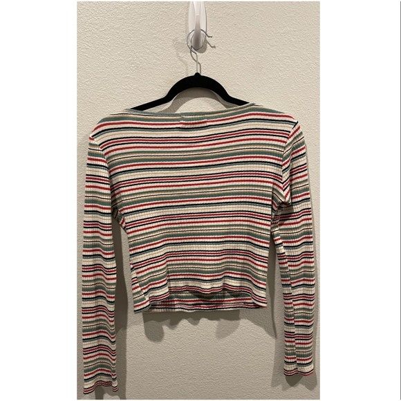 URBAN OUTFITTERS Multicolor Striped Long Sleeve Crop Top - Picture 3 of 3